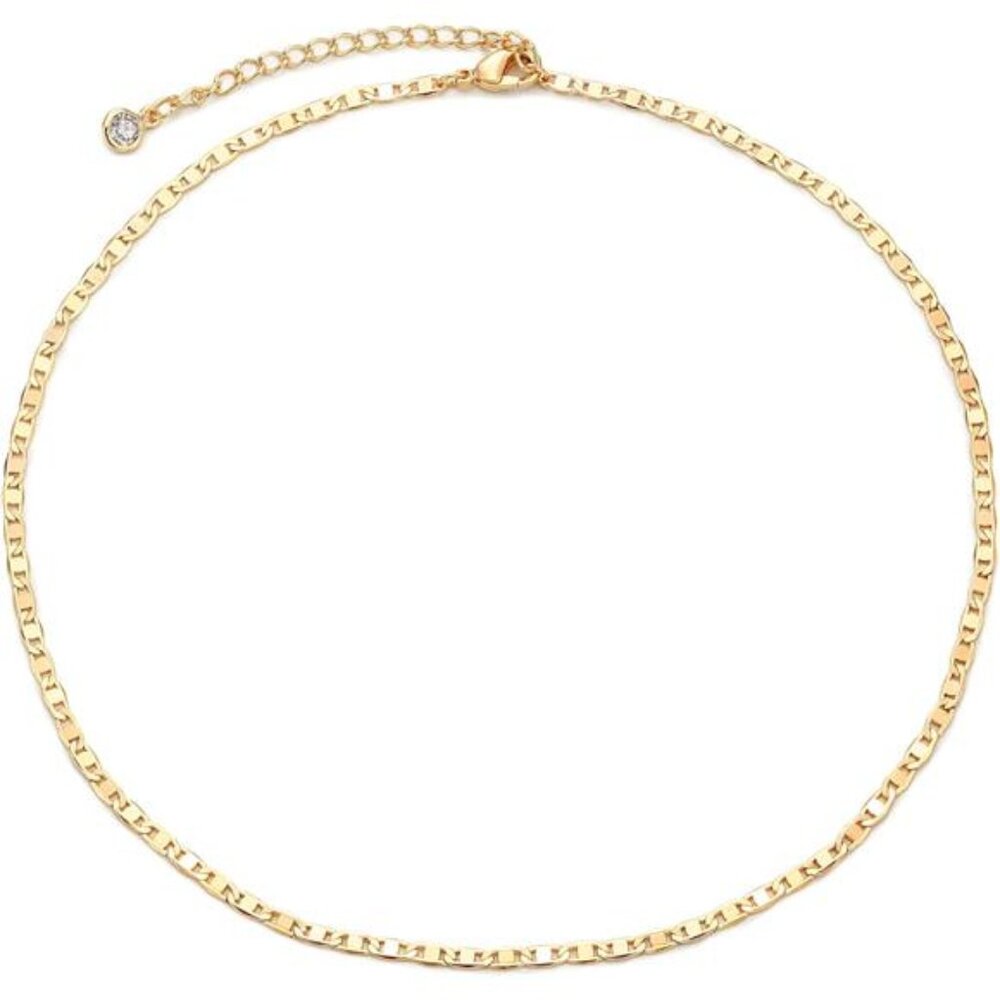 Dainty Gold Chain Choker Necklace 14K Gold Plated Handmade Boho Cute Tiny Beaded
